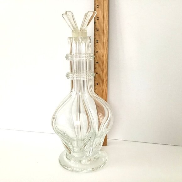 VTG Mid Century Modern Czechoslovakian Glass Decanter Barware Original Stoppers - Picture 5 of 9